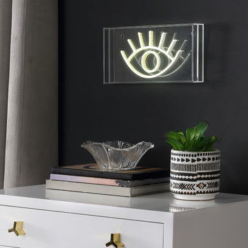Eye 11.8" Contemporary Glam Acrylic Box USB Operated LED Neon Light - JONATHAN Y